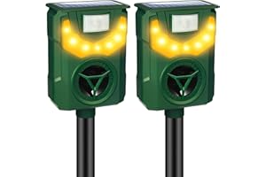 JAHY2TECH 2024 Upgraded Ultrasonic Animal Repeller Outdoor,2 Pack Deer Repellent Devices Solar Animal Repeller with Motion Sensor Animal Deterrent to Scare Squirrel Coyote Raccoon Skunk Rabbit Out of Yard Farm