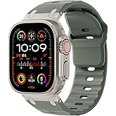 Sport Bands for Apple Watch Ultra 3 2 1 Band 49mm 46mm 45mm 44mm 42mm Women Men,Rugged Wide Silicone Waterproof Wristbands with Metal Adapter Strap for iWatch Series 11 10 9 8 7 6 5 4 SE 3 2,Ultra/3/2