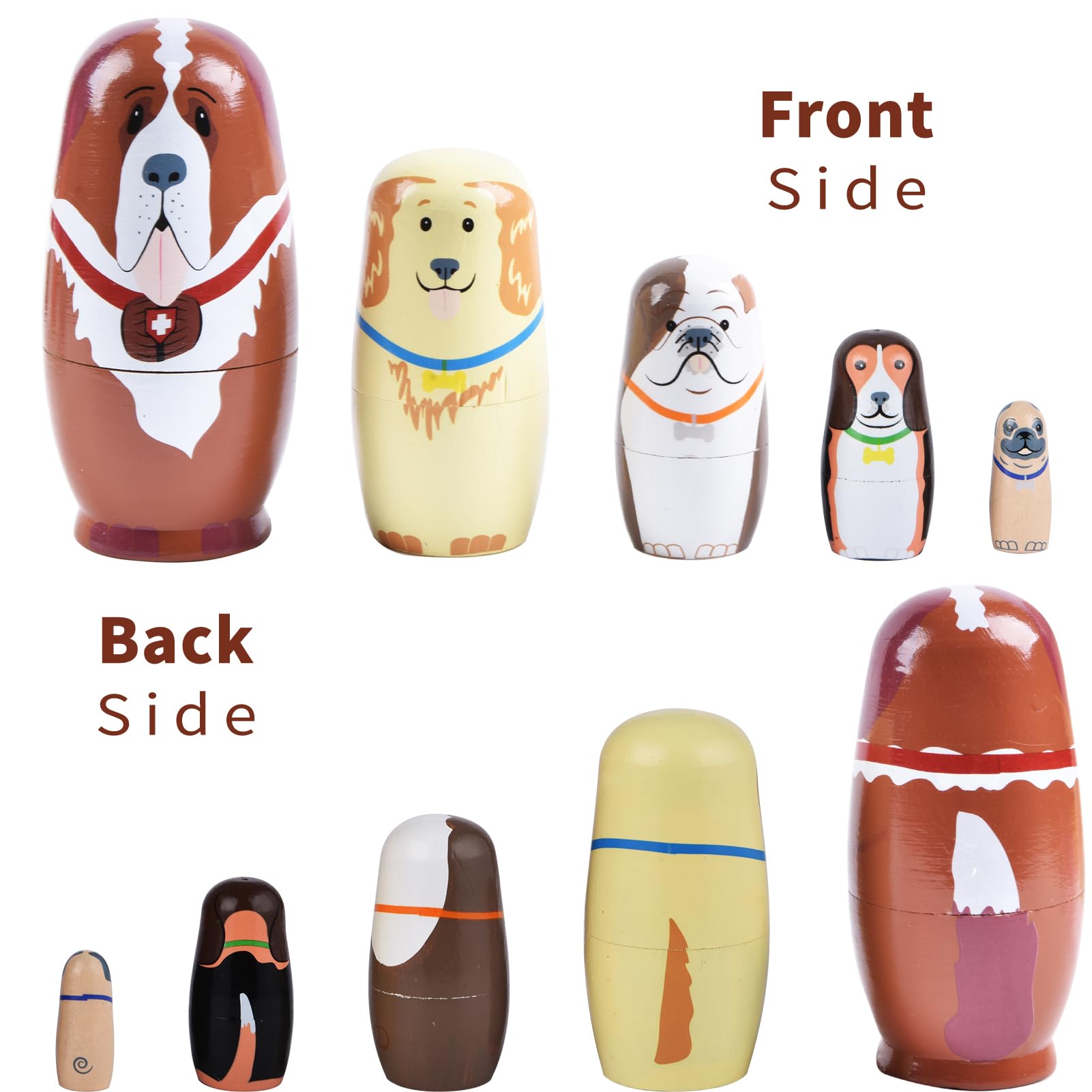 Russian Nesting Dolls, Stacking Wooden Handmade Matryoshka Dolls, 5 Pcs 6 