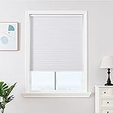 Joydeco No Tools No Drill Window Blinds for Indoor Windows, Blackout Shades Cellular Shades Cordless, No Drill Blinds for Windows, Window Shades for Home, Bedrooms, Doors (White, 34" W x 64" H)