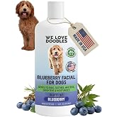 Blueberry Facial Dog Shampoo, Brightens &amp; Whitens Coat, Tearless, 16 oz | Tear Stain Remover for Dogs, Cleans &amp; Deodorizes, 16:1 Concentrated Formula, Gentle for Puppies &amp; All Breeds, Long Lasting