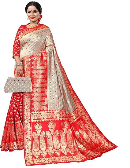 Women's Banarasi Silk Woven Saree With Banarasi Blouse piece