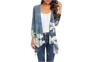 HPJKLYTR Kimono Cardigan 3/4 Sleeve Cardigan for Women,Plus Size Gradient Open Front Lightweight Summer Cardigan With Pocket