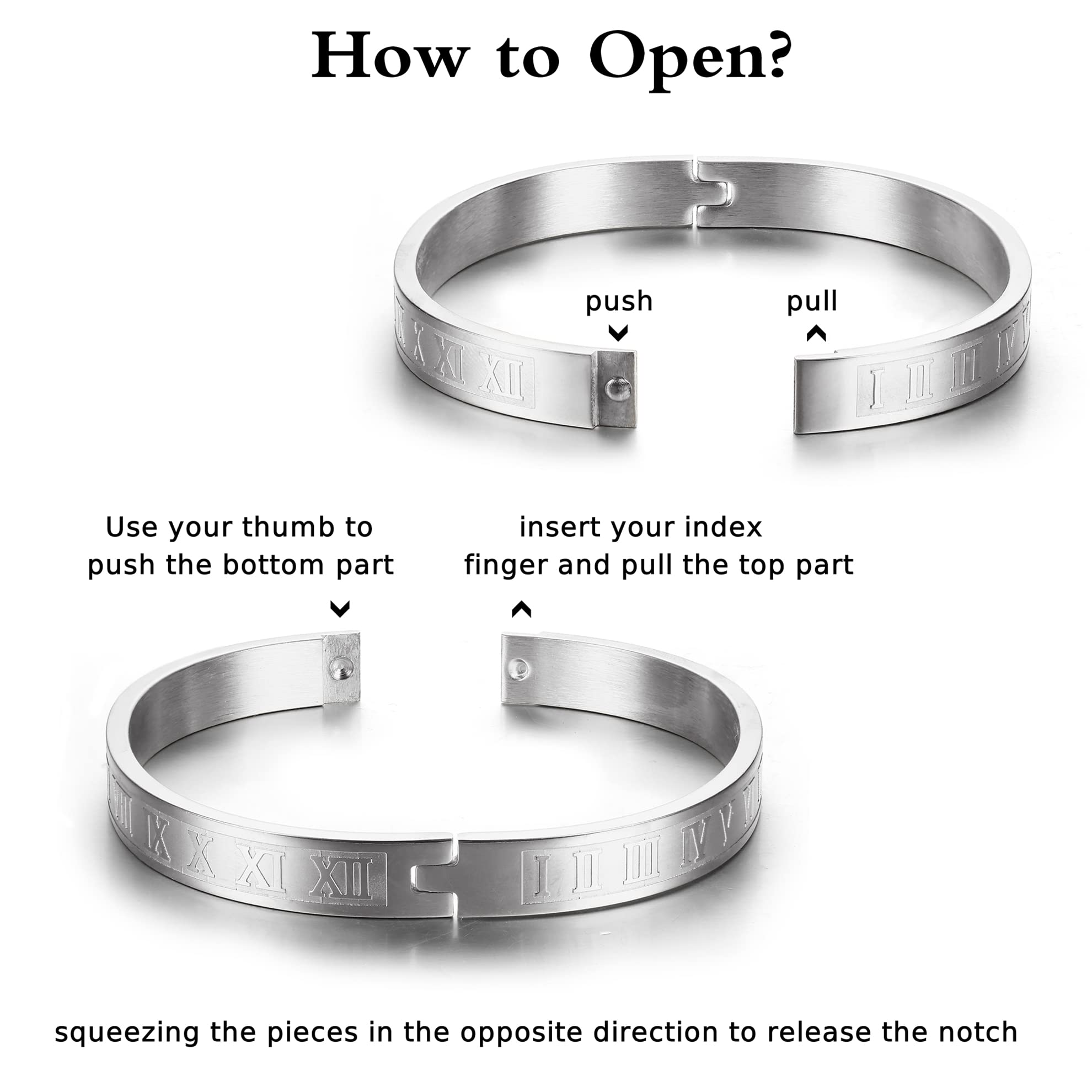 YADOCA 3Pcs Stainless Steel Bracelets for Men Roman Numeral Bangle Bracelet Adjustable Cuff Bracelet Twisted Cable Bracelet Mens Luxury Bracelets Jewelry Gifts Gold/Silver/Black