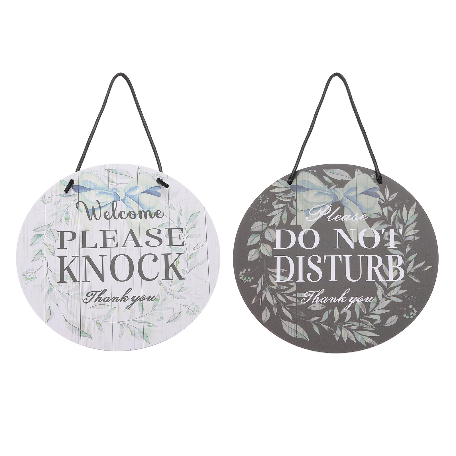 PATIKIL Please Do Not Disturb Door Hanger Sign, PVC Double Sided Welcome Please Knock Sign Decor for Office, Meeting, Session, Home, Recording, Black White, 9 Inch