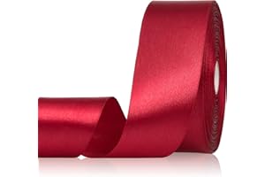 Sagaat Wine Red Ribbon 1-1/2 Inch 50 Yards, Solid Satin Ribbon for Flower Bouquet, Crafts, Gift Wrapping, Bridal Invitations, Hair, Festival and Party Decorations