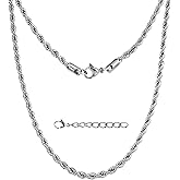 Silvadore Silver Chain for Mens Necklace (Ball/Rope/Cable/Cuban Link) - 925 Silver Plated Stainless Steel Dogtag Chains - Thin, Non-Tarnish & Waterproof Sterling Jewelry - GIFT-READY (18 to 36 inch)