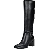 Vepose Knee High Boots Women, Chunky Square Toe Tall Fashion Low Heel Boots with Inside Zipper and Wallet Pocket