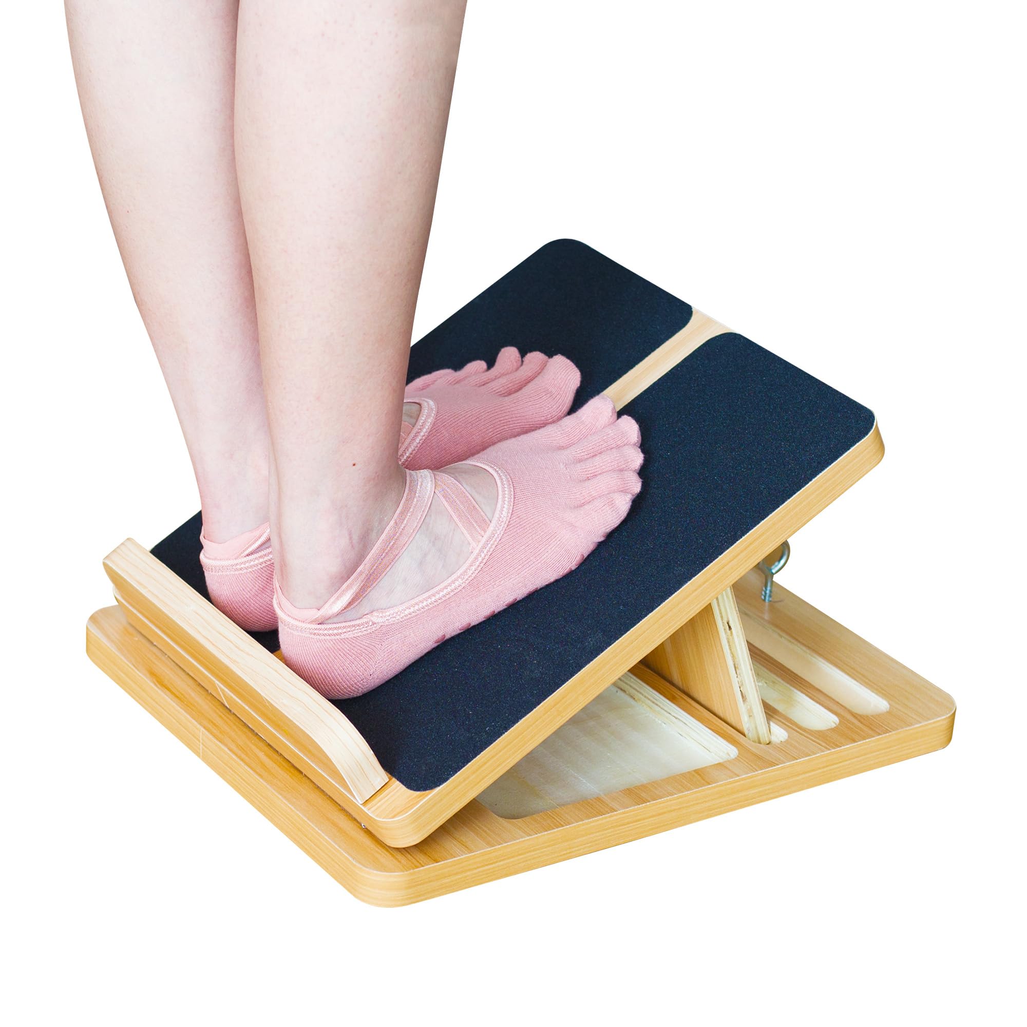 Adjustable Wooden Slant Board For Calf Stretching, Ankle Flexibility, Squats - 5 Angles, Anti-Slip Surface, Holds 500 Lbs