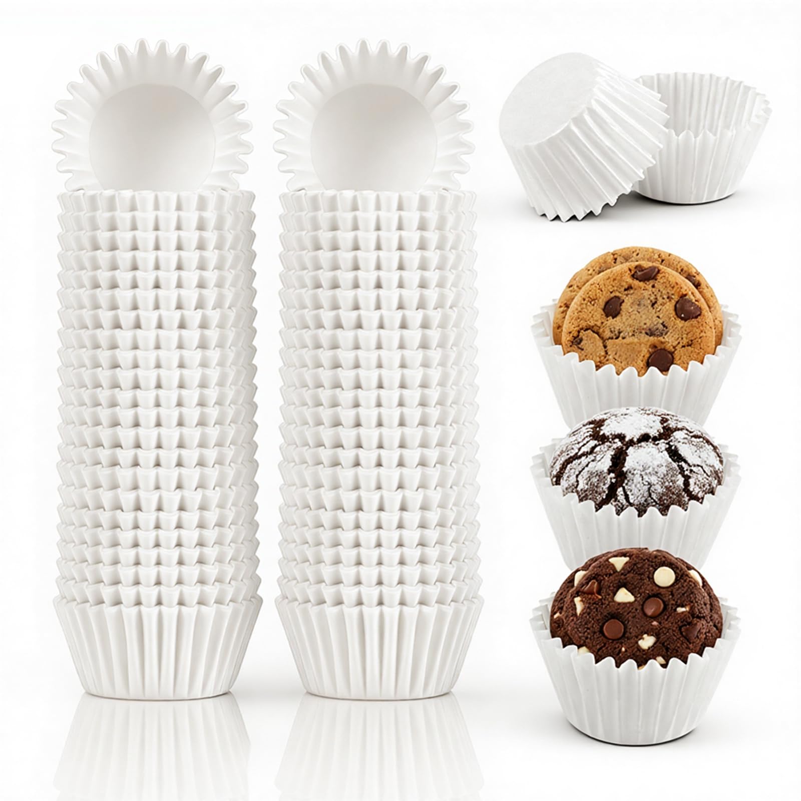 Photo 1 of 1000 Pcs White Mini Cupcake Liners for Baking 1Inch Cupcake Liners Paper Cupcakes Small Muffin Liner Chocolate Dessert Wrapper Cups for Baking Cooking