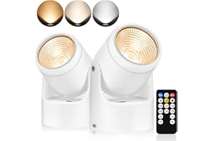 URTOM 3W Uplighting LED Spot Lights with Timer - Dimmable, Plug-in Up Lights for Plants, Artwork, 2 Pack (3000K/4000K/5000K)