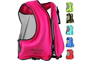 Khroom Inflatable Snorkel Vest Adults and Teenagers | 60"-75" / 90 lbs-240 lbs | Weighs only 400 Grams | Buoyancy Jacket for Snorkeling and SUP - Snorkel Jacket, Buoyancy Aid, Buoyancy Vest