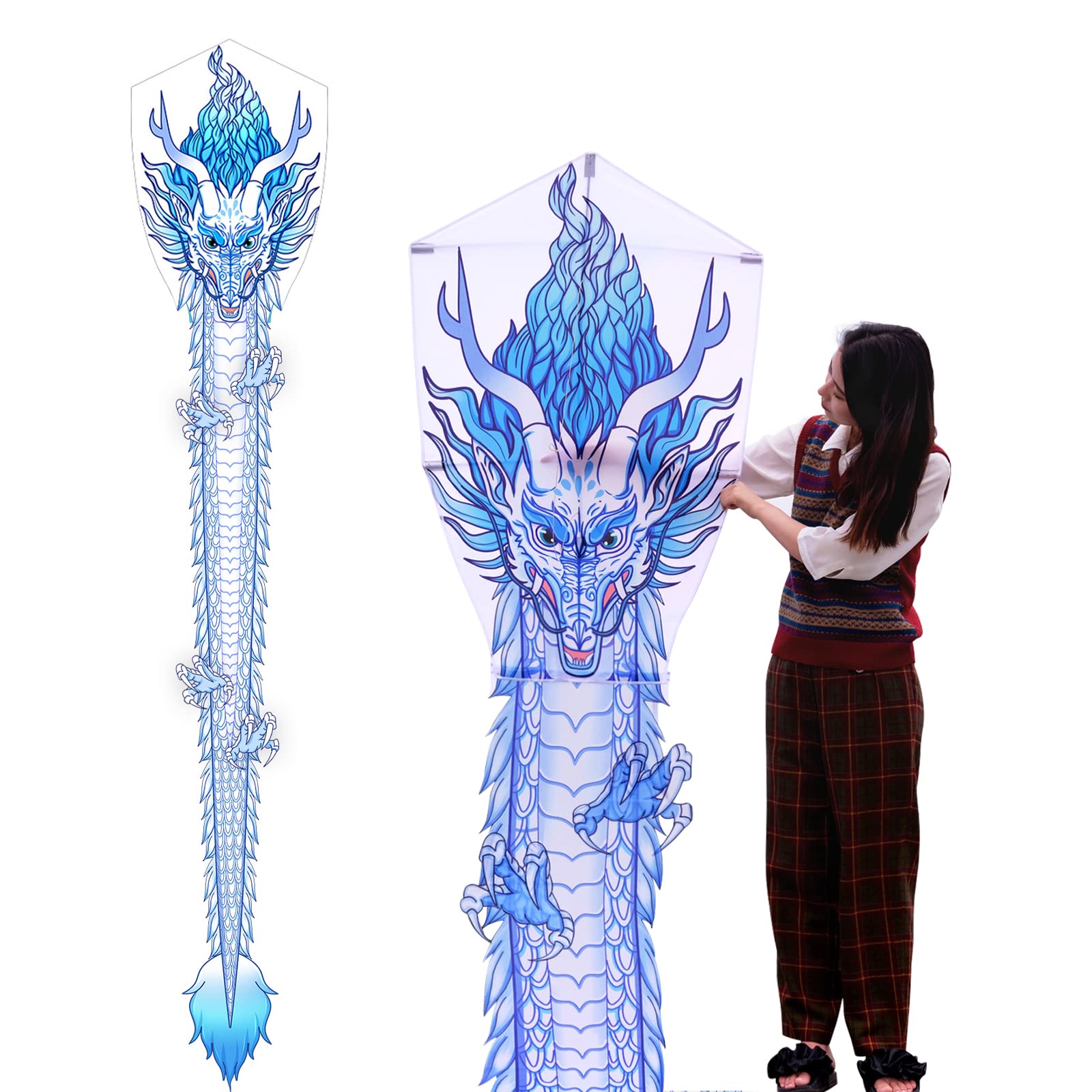 Photo 1 of Flying Hoofer 16ft Huge Dragon Kite for Adults and Kids, Easy to Fly for Beginners, Comes with 300ft String Handle, Perfect for Easter, Kite Festival and Beach & Park & Outdoor