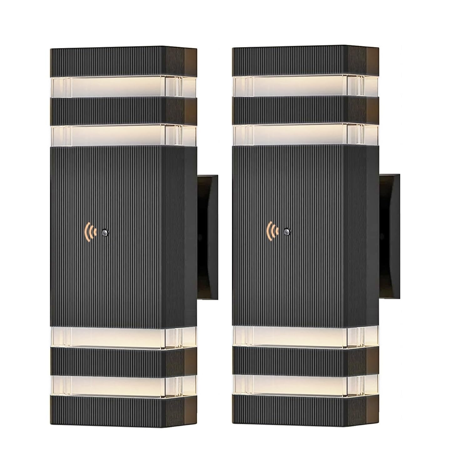 Photo 1 of JESENBIL Dusk to Dawn Sensor Outdoor Wall Light, Modern Up Down Exterior Lighting Fixtures Wall Mount, Black Aluminum Outdoor Lights for House Waterproof Porch Light 2-Pack