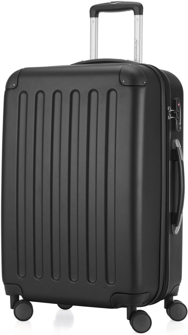 HAUPTSTADTKOFFER - Spree - Luggage Suitcase Hardside Spinner Trolley Expandable 65 cm TSA, Black, 65 cm (M)