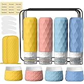 16Pack Travel Bottles for Toiletries, TSA Approved Travel Size Toiletries Containers Set, Silicone Leak Proof Refillable Bottles Elastic Sleeves Creams Jars Accessories Kit W/Clear Bag (Bright)