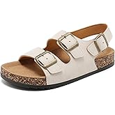 DDXYYDS Sandals For Women With Soft Cork Footbed, Mens Slip On Clog Mules With Adjustable Double Buckle, Open Toe Flat Slide Shoes, Summer Outdoor Back Strap Slipper