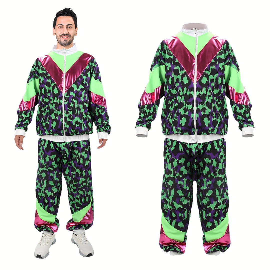 AENEY 80S 90S Fancy Dress, Shell Suit Fancy Dress, Neon Tracksuit Clothes Retro Style Outfit for Carnival Party Stage Performance Costumes