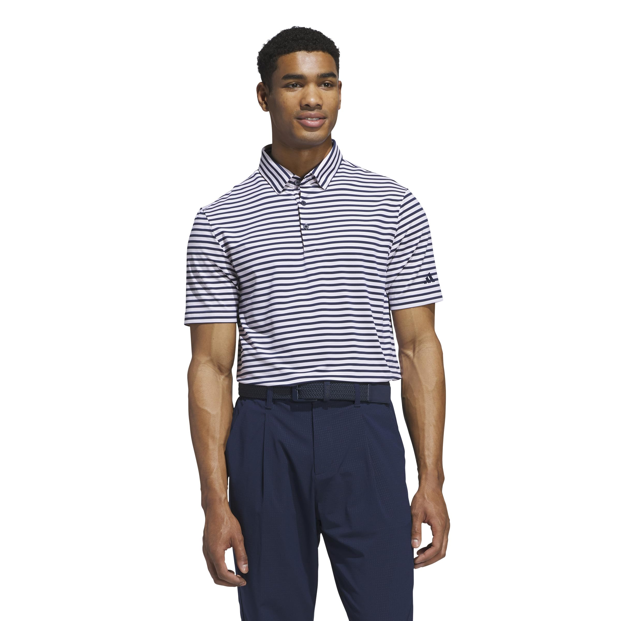 adidas Men’s Ultimate365 Stripe Polo Shirt, White/Collegiate Navy, Large