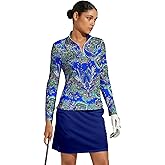 ACEGOLFS Women's Golf Polo Shirts Long Sleeve Quarter Zip Pullover for Women UPF 50+ Printed Ladies Athletic Workout Tops
