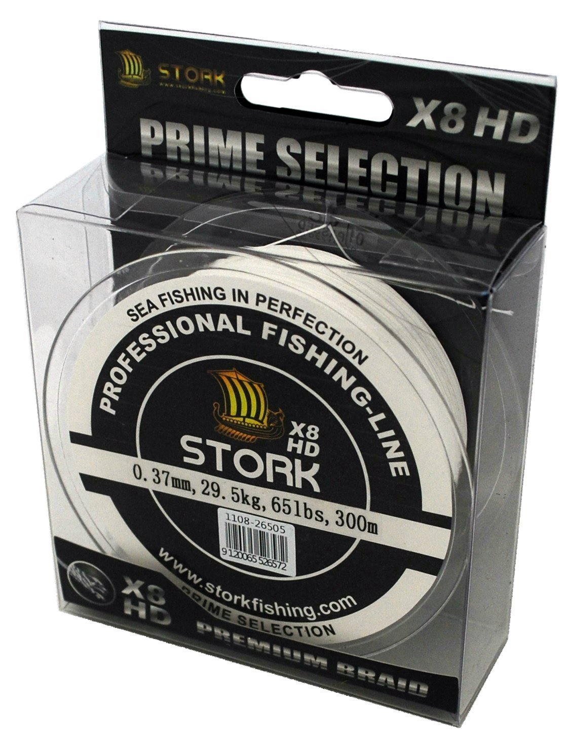 Stork HDx8 8x Premium Braided Fishing Line 300 m, White, 40 lbs / 18.1 kg / 0.28 mm — image 1