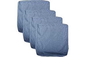 youngseahome Patio Seat Cushion Covers,Washable Slip Covers Replacement,Waterproof Outdoor Furniture Chair Cushion Pillow Seat Cover for Couch,Garden,Sofa,Denim Blue,24"×22"×4"(4 Covers Only)