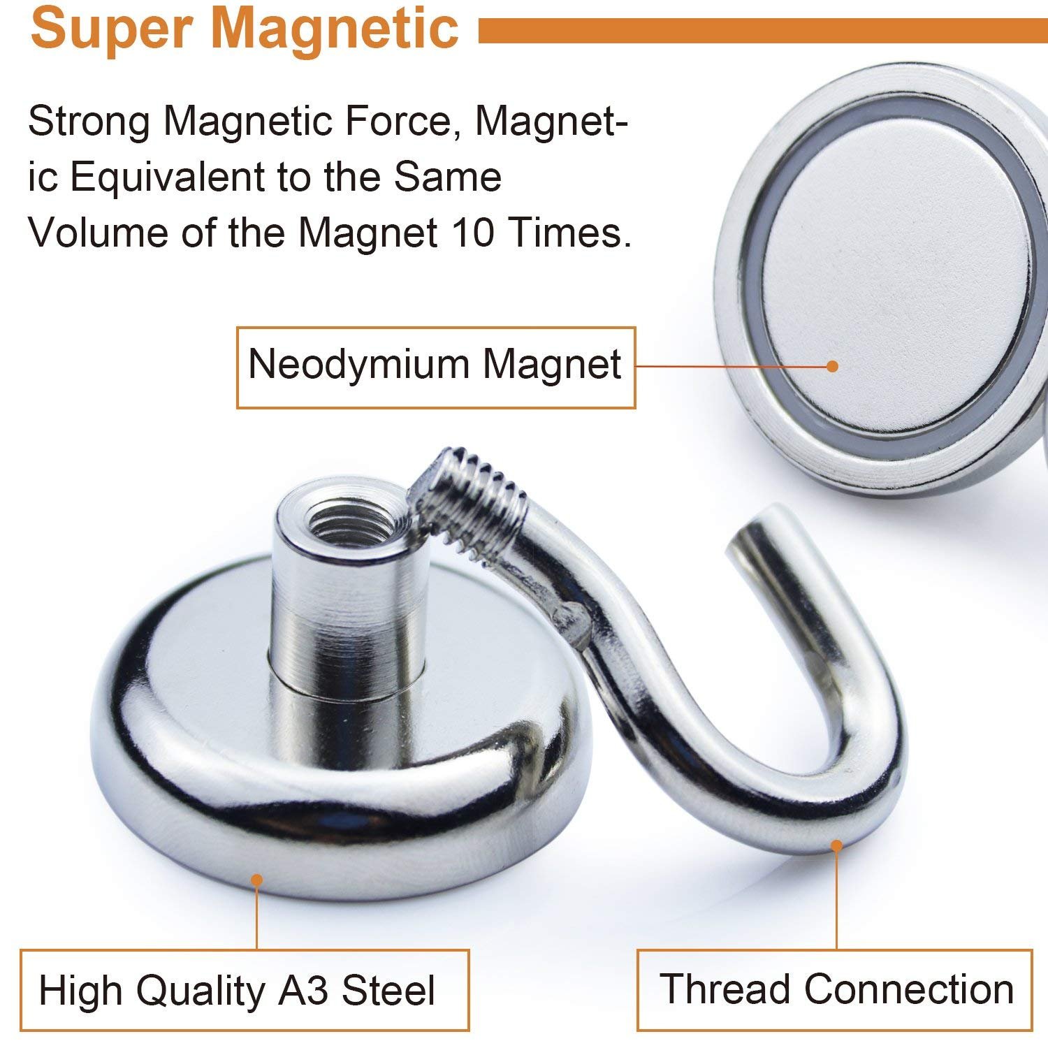 Pasway 10 Stück Magnethaken - Halter mit Traglast von 5.5 kg - Superstarke Magnete