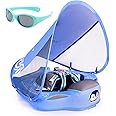Mambobaby Float with Canopy and Tail New Upgraded Non-Inflatable Baby Pool Float Mambo Float Swim Trainer Solid Infant Swim Float Adjustable Pearl Foam Baby Swim Ring