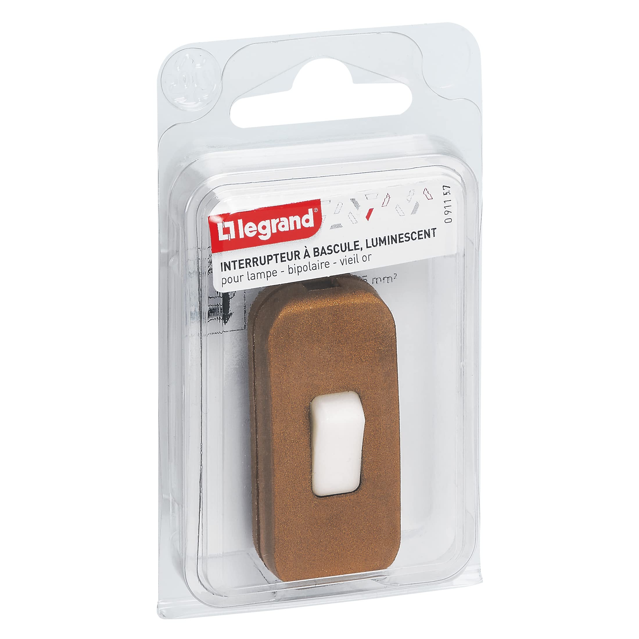 Legrand leg91157 Toggle Switch Luminescent 2 A Flexible Wire Old Gold Touch