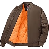 Gopune Men's Bomber Jacket Casual Fall Winter Warm Jacket Full Zip Padded Coats Outwear