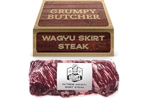DEN'S HOT DOGS Grumpy Butcher Wagyu Beef Skirt Steak, 1 Pack (1.5 lb) – Premium Outside Skirt Steak – Carne Asada Thin Beef Steaks Meat for Grilling & High-Heat Cooking