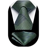 HISDERN Ties for Men Solid Houndstooth Neckties Handkerchief Formal Business Tie & Pocket Square Set Wedding Party
