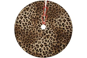 HITAMUS Leopard Print Pattern Large Christmas Tree Skirt Mat,Traditional Christmas Tree Skirt Carpet for Xmas Holiday Party Ornament Rustic Farmhouse Decorations（48 Inch ）