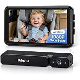 Babyvue BV6 Wireless Baby Car Camera Fast Setup, No Wiring Car Baby Monitor | HD1080P, Auto IR Night Vision, 5.2" Display, Mirror Image, Brightness Adjustable, 3X Zoom, for Kids Rear Seat Safety(Black)