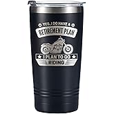 Onebttl Motorcycle Biker Retirement Gifts for Men, Grandpa, Tumbler Travel Coffee Mug, Dad, Rider, Stainless Steel 20oz/590ml - Retirement Plan