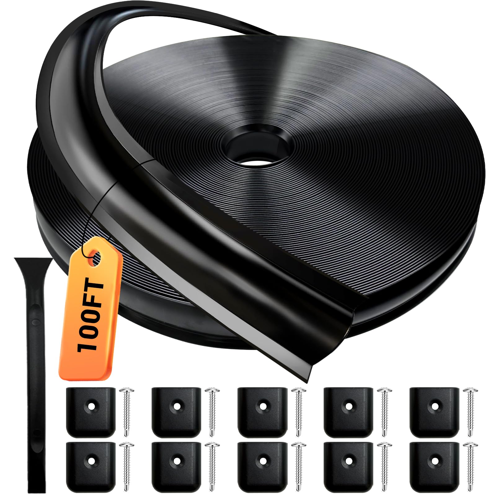 Photo 1 of 1” RV Trim Molding Insert, 100 Ft Heavy Duty RV Weather Stripping Exterior, Vinyl Rubber Seal Strip Includes End Caps, Screw Cover Trim for Camper Travel Trailer, Black