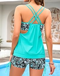 Holipick Women Aqua Green Tankini Swimsuits Two