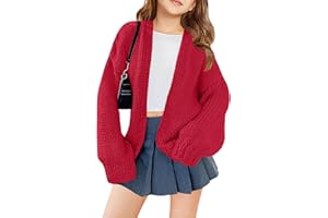 UNCLECAT Girls Open Front Cardigan Kids Trendy Long Sleeve Sweater Fall Winter Chunky Outerwear 5-14 Years