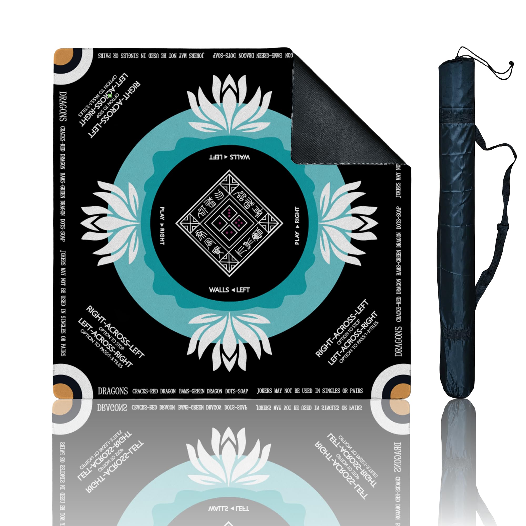 Photo 1 of oiikain Mahjong Mat with Tech Velvet, Machine Washable, Noise Reduction,Anti Slip, and Crease-Free, Soft Touch, Game Rule, with Carrying Bag: Game Mat for Poker, Board, Tile, and Dominoes (Black)