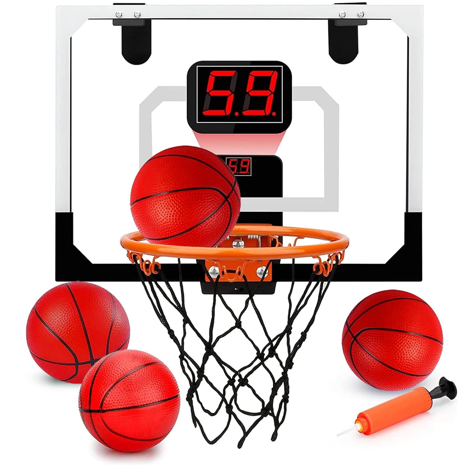 STAY GENT Mini Basketball Hoop for Kids with Electronic Score Record, Indoor Basketball Hoop with 4 Balls for Bedroom, Home & Office Door, Outdoor Mini Hoop Sport Game Gifts Sets for Boys Girls Adults