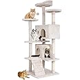 BestPet 54in Multi-Level Cat Tree Tower Furniture Activity Center with Scratching Posts, Toys and Condo for Indoor Kittens, Beige