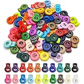 mollensiuer 50Pcs Plastic Flat Adjustable Cord Locks Single Hole Spring Toggle Stopper DIY Cord Lock Drawstring Locks for Drawstrings, Shoelaces, Bags, Gloves, More