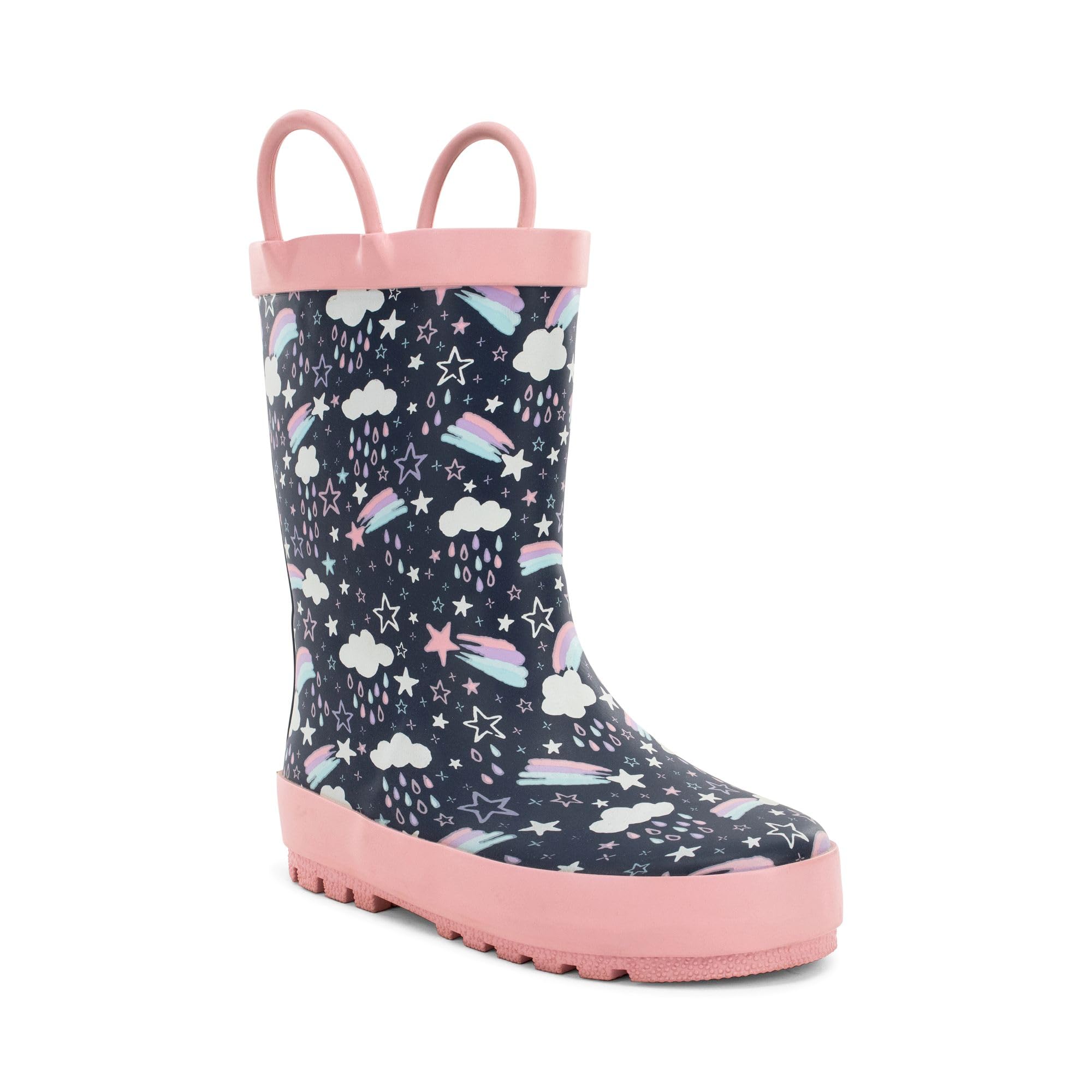 Western Chief Kids Fantasy Forest Rain Boots – Waterproof Little Kids and Toddler Rainboots with Cozy Faux Fur Lining, Rainbow & Flower Prints, Shooting Stars, 12 Little Kid Image