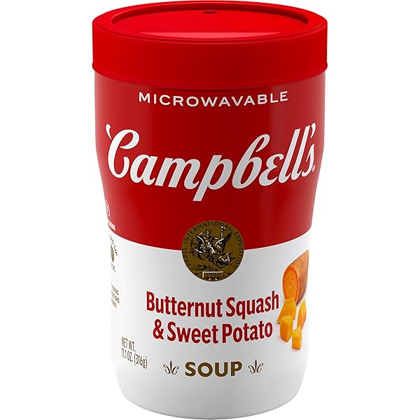 CAMPBELL’S SIPPING SOUP, BUTTERNUT SQUASH AND SWEET POTATO SOUP, 11.1 OZ MICROWAVABLE CUP
