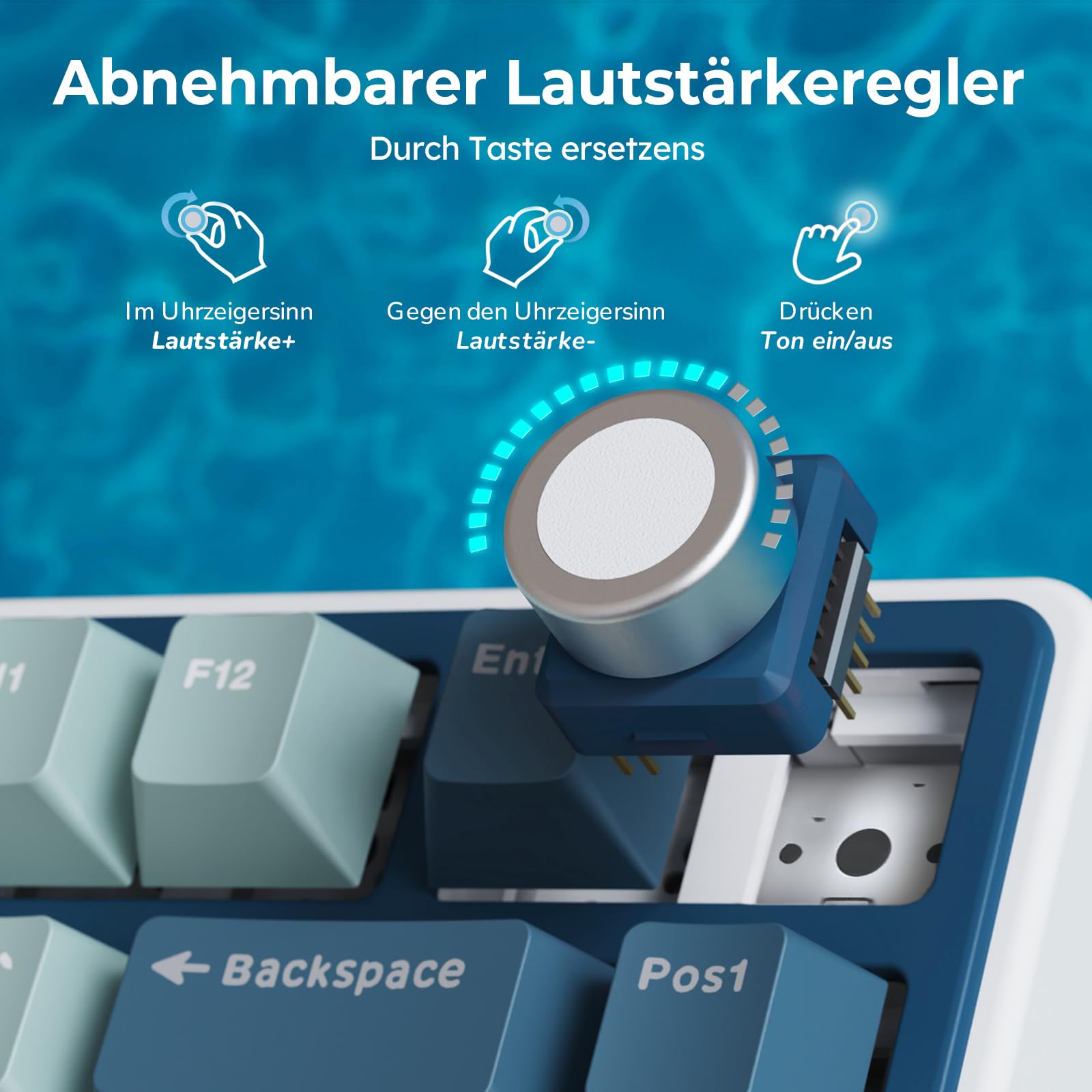 RK ROYAL KLUDGE R75 Mechanische Tastatur Kabellos 75%, Gasket Gaming Tastatur 75 Prozent TKL mit Knopf QWERTZ RGB Bluetooth/2.4G/USB-C PBT Tastenkappen QMK/VIA, Hot Swap Linearer Creamy Switches 3