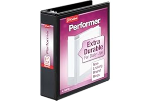 Cardinal Classeur Performer ClearVue, anneau rond de 5,1 cm, capacité de 475 feuilles, format lettre 21,6 x 27,9 cm, anti-adh