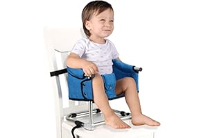 TOOGEL Booster Seat for Dining Table: Portable Toddler Booster Chair with Safety Buckle and Height Adjustable, Foldable Baby Feeding Chair, Kids High Chair Booster Seat for Kitchen Home Travel - Bright Blue
