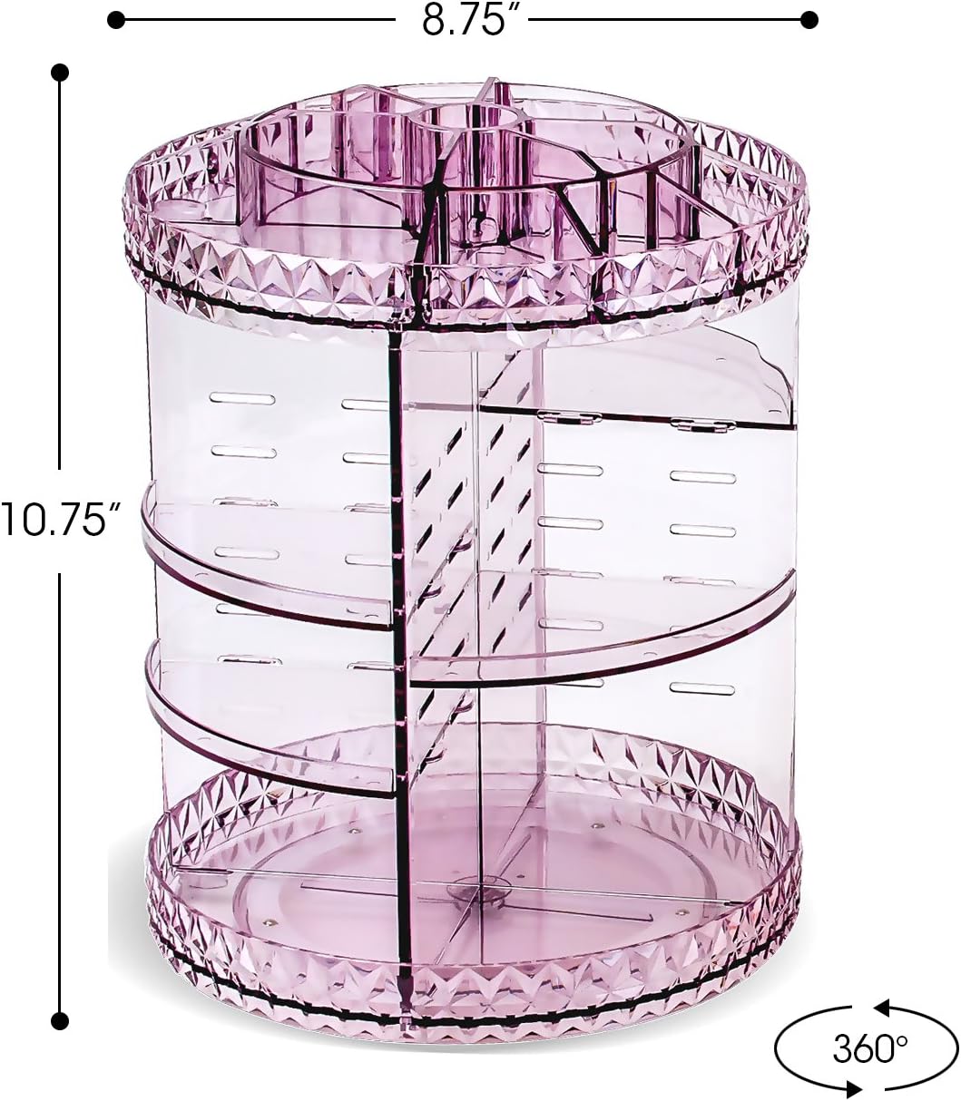Sorbus Rotating Makeup Organizer, 360° Rotating Adjustable Carousel Storage for Cosmetics, Toiletries, and More — Great for Vanity, Bathroom, Bedroom, Closet, Kitchen (Purple): Home Improvement