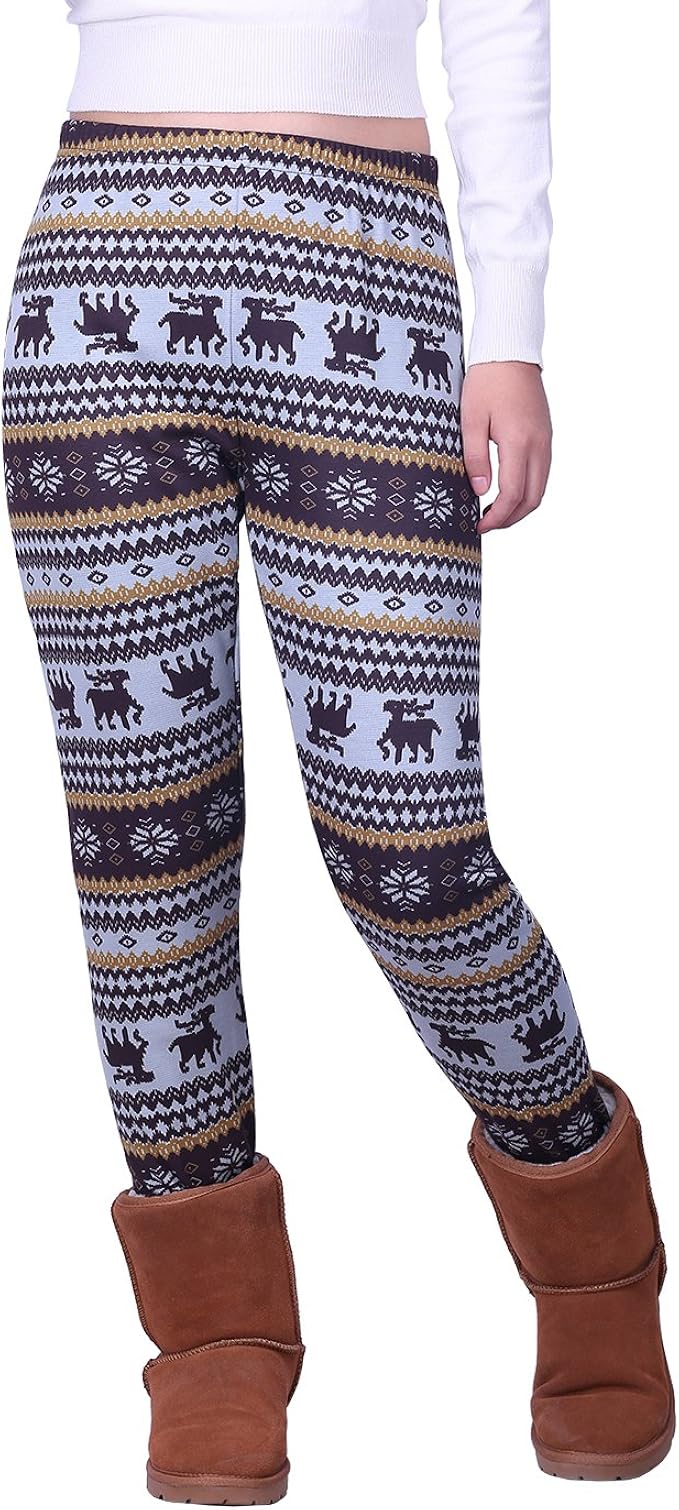 fleece lined printed leggings