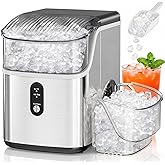 Antarctic Star Nugget Ice Makers Countertop with Chewable Pellet Ice | 35Lbs/24H, Self-Cleaning, Sonic Ice, Pebble Ice Machine,One-Click Operation, for Kitchen/Party, Stainless SteelSilver